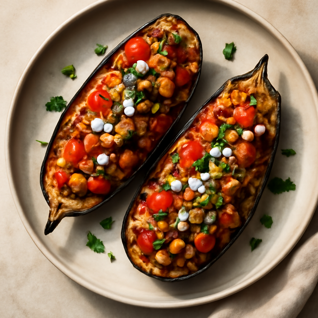 Mediterranean Stuffed Eggplant Boats