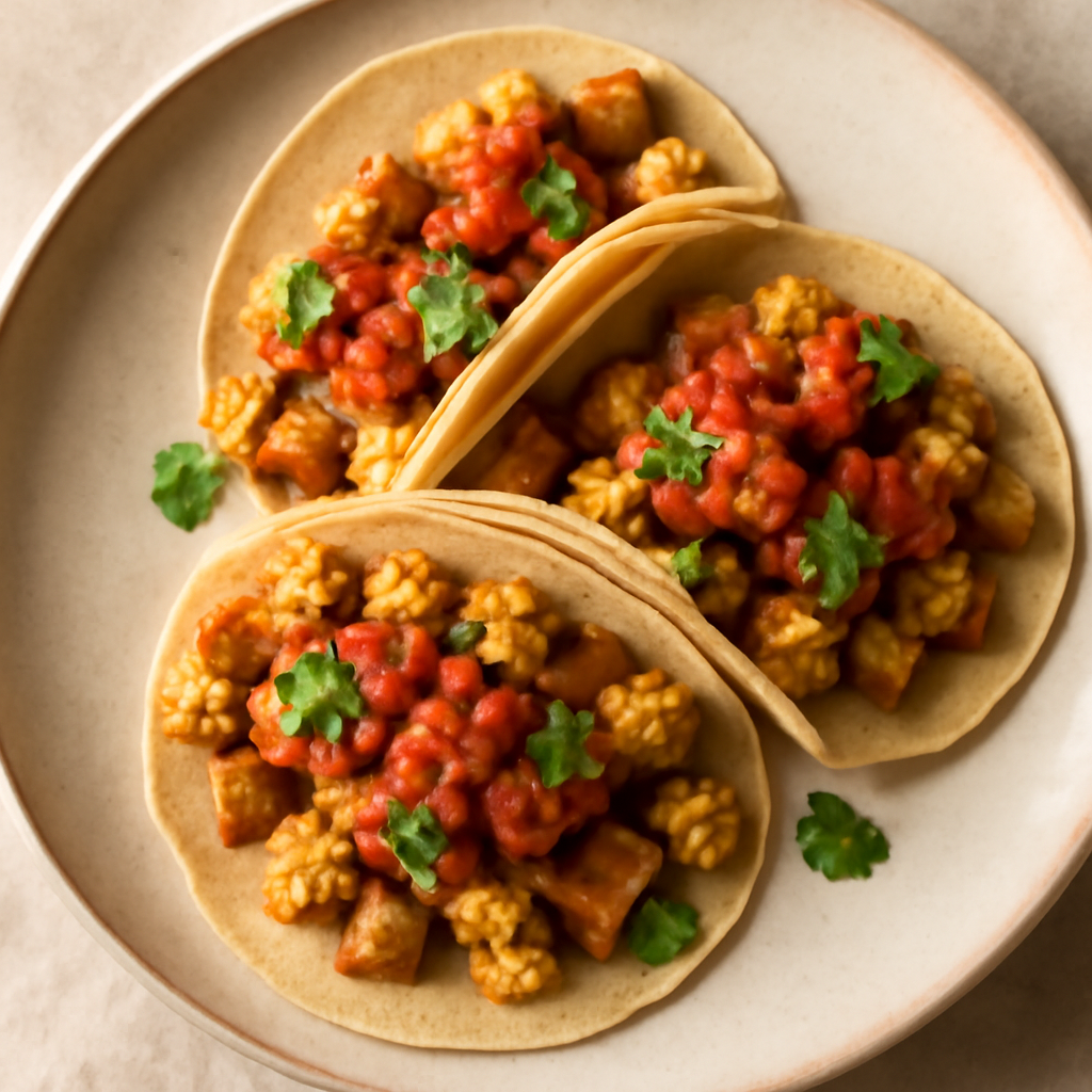 Vegan Mexican Breakfast Tacos with Potatoes and Salsa