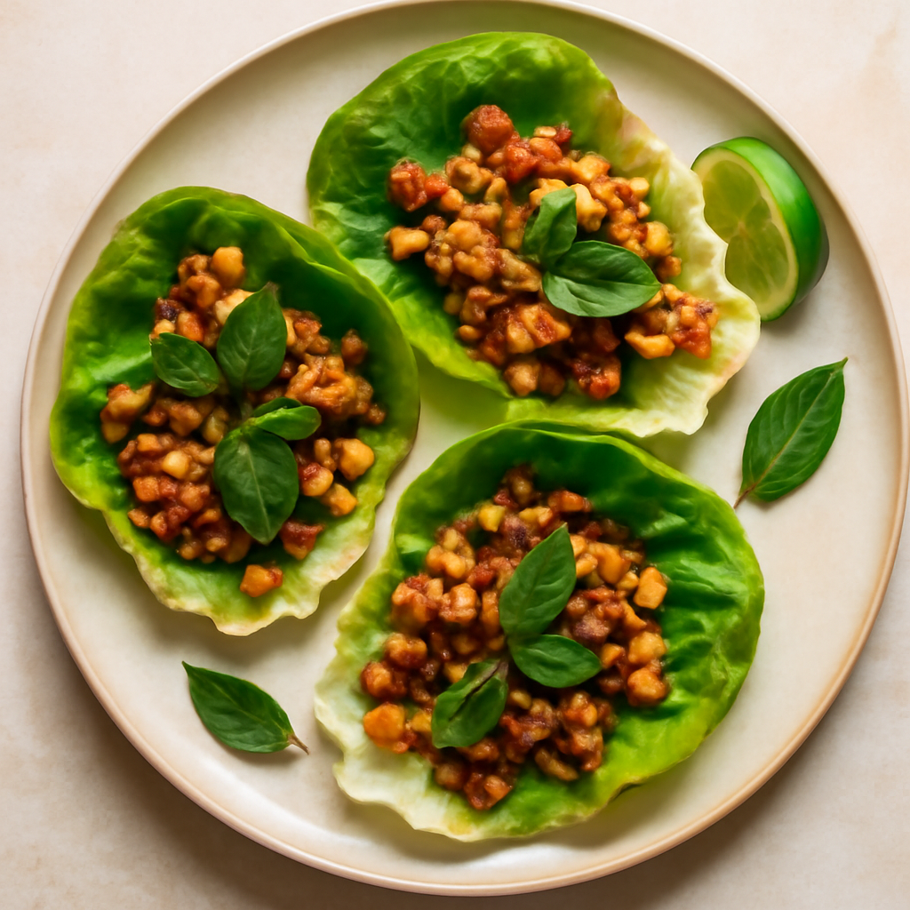 Thai Basil Chicken Lettuce Wraps