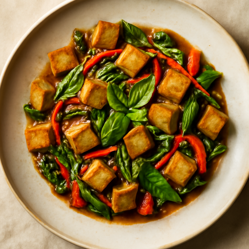 Thai Vegetarian Basil and Tofu Stir-Fry