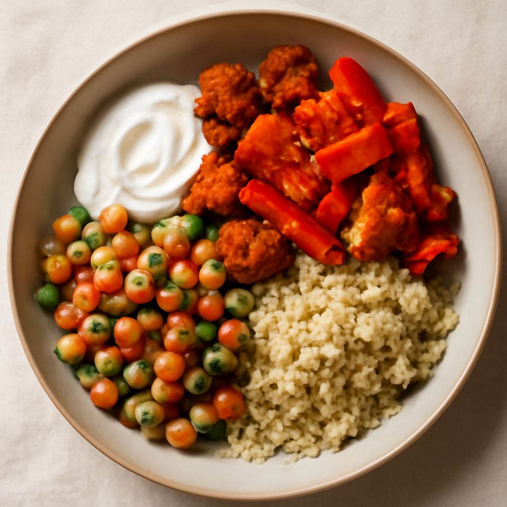 Tunisian Grain Bowl with Harissa Roasted Vegetables