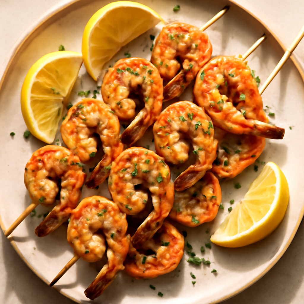 Grilled Shrimp Skewers with Lemon and Herbs