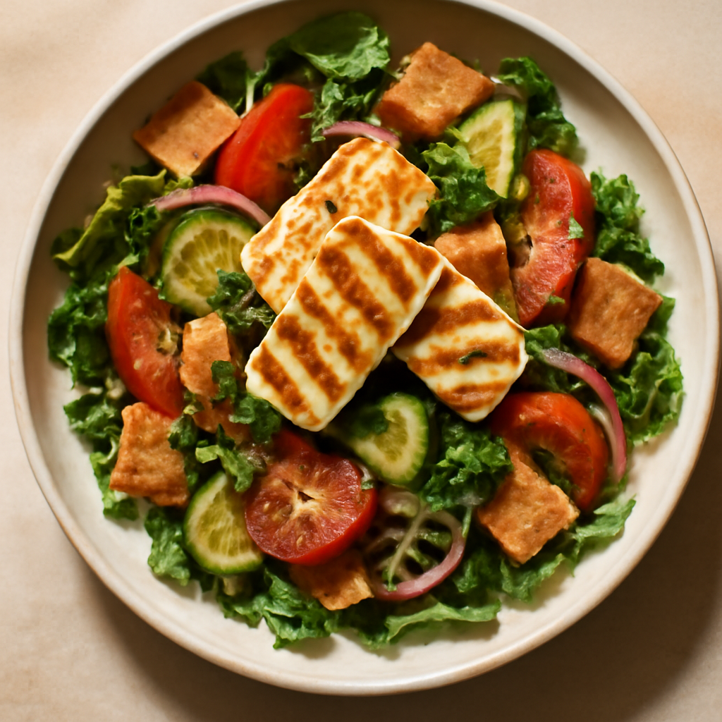 Fattoush Salad with Grilled Halloumi