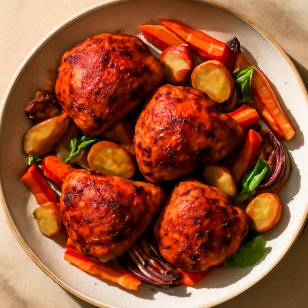 Harissa Roasted Chicken Thighs with Vegetables