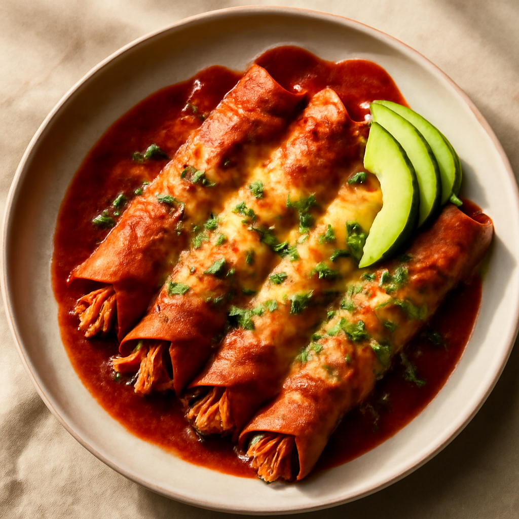 Chicken Enchiladas with Red Sauce