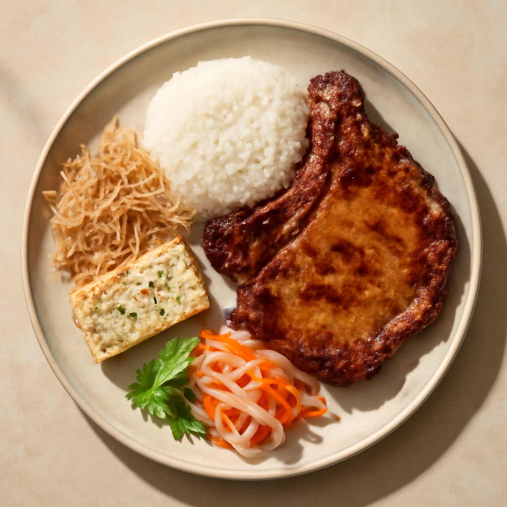 Com Tam Suon Nuong (Broken Rice with Grilled Pork Chop)