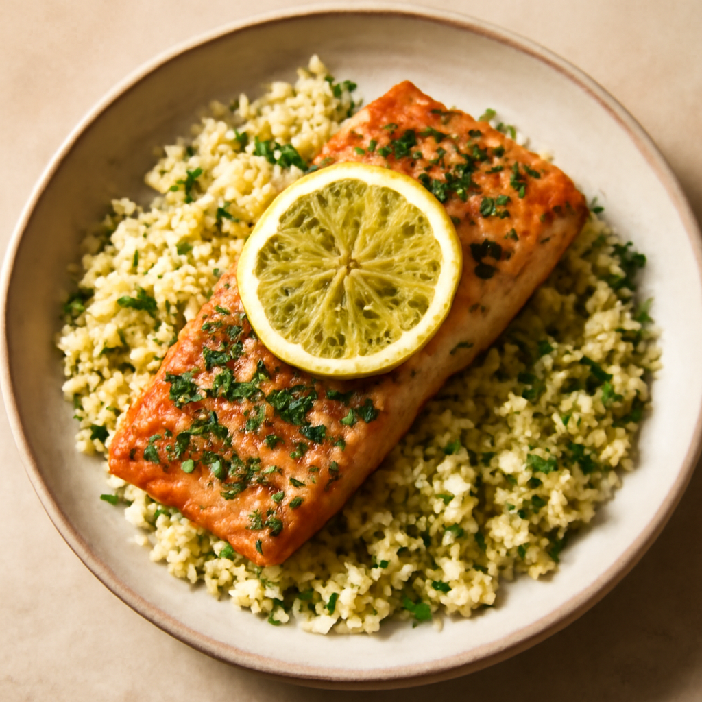 Lemon-Herb Baked Salmon with Couscous