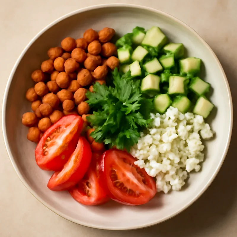 Greek Chickpea and Cucumber Bowl