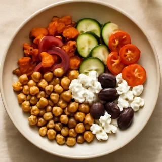 Greek Chickpea and Roasted Vegetable Bowl