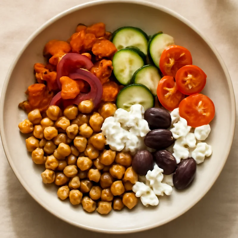 Greek Chickpea and Roasted Vegetable Bowl