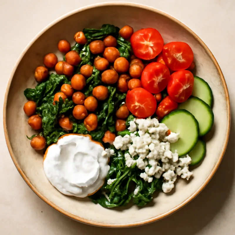 Greek Chickpea & Spinach Bowl