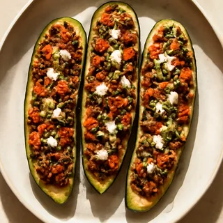 Greek Keto Stuffed Zucchini Boats