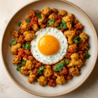 Indian Spiced Egg and Cauliflower Hash
