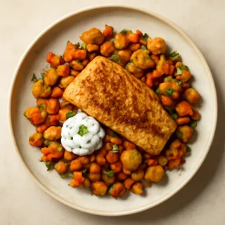Spiced Indian Fish & Vegetable Breakfast Hash
