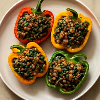 Vegetarian Spinach & Lentil Stuffed Bell Peppers