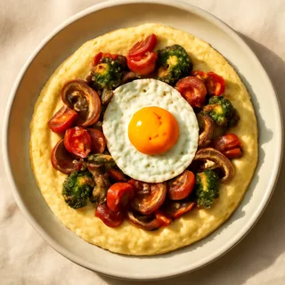 Italian Savory Breakfast Polenta with Roasted Vegetables