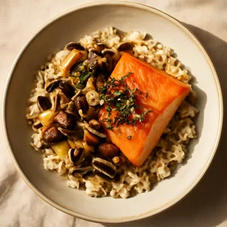 Japanese Mushroom & Salmon Rice Bowl