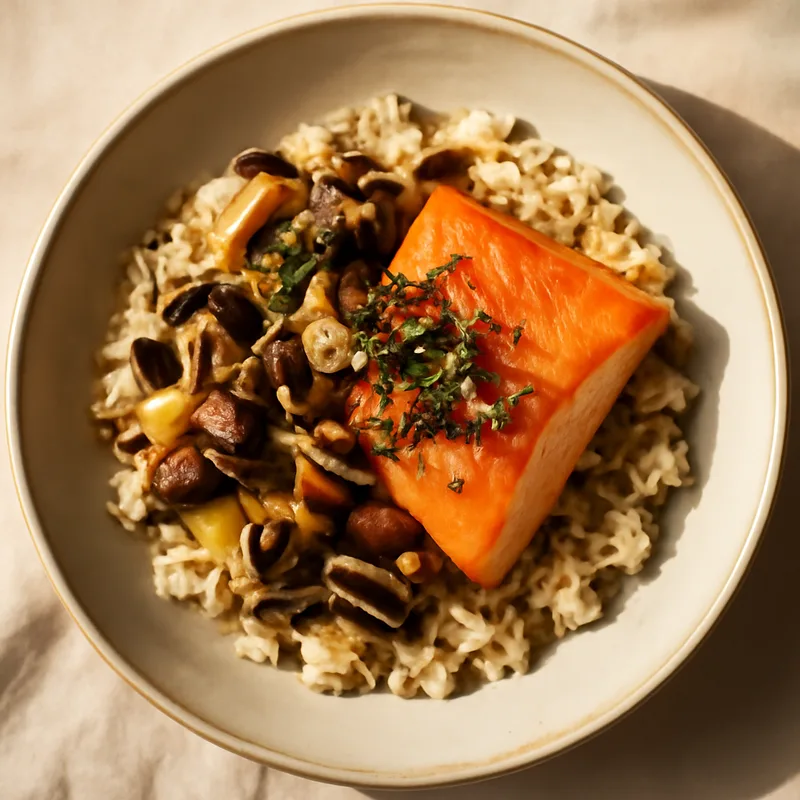 Japanese Mushroom & Salmon Rice Bowl