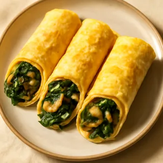 Japanese Tamago Wraps with Spinach and Mushrooms (Keto Friendly)