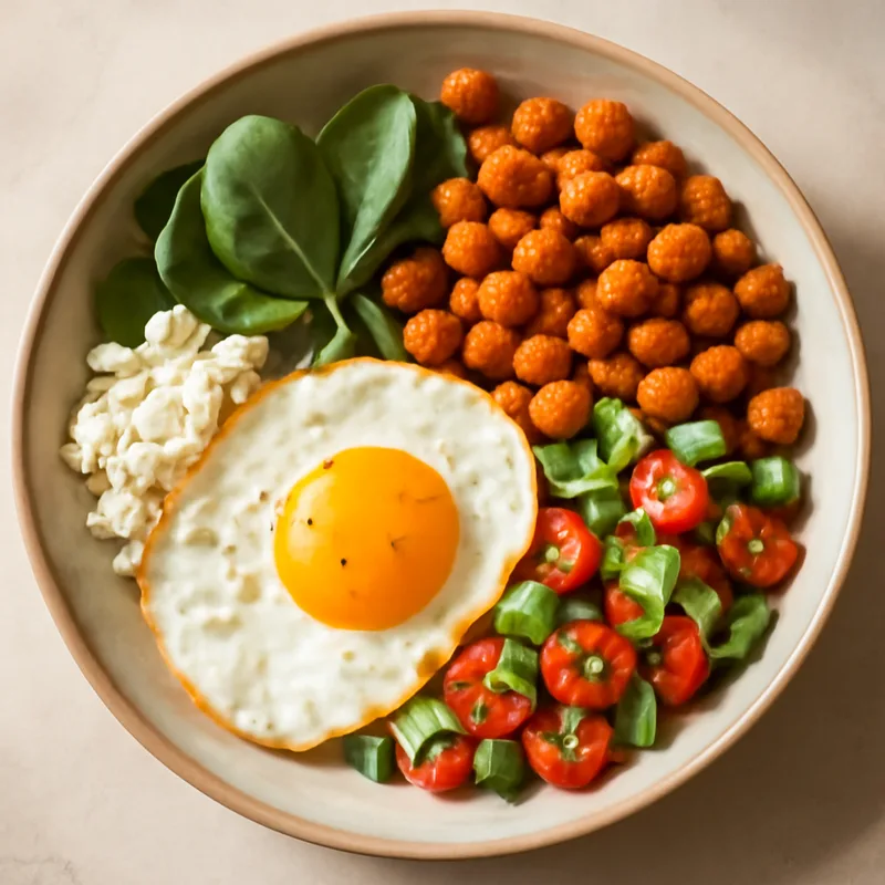 Mediterranean Chickpea & Egg Breakfast Bowl