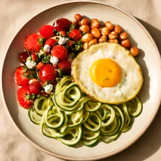 Mediterranean Zucchini Noodle Breakfast Bowl