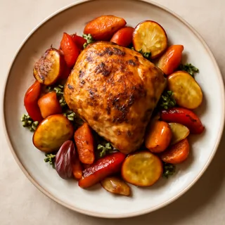 Baked Chicken Thighs with Roasted Vegetables