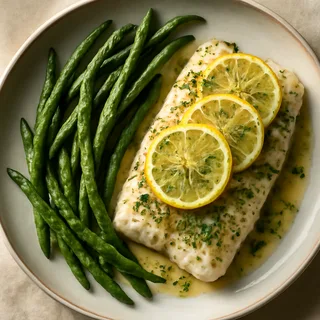 Baked Lemon Herb Cod with Green Beans