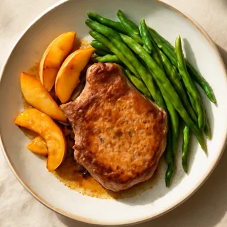 One-Pan Pork Chops with Apple and Green Beans