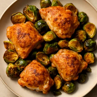 Oven-Roasted Chicken Thighs with Brussels Sprouts