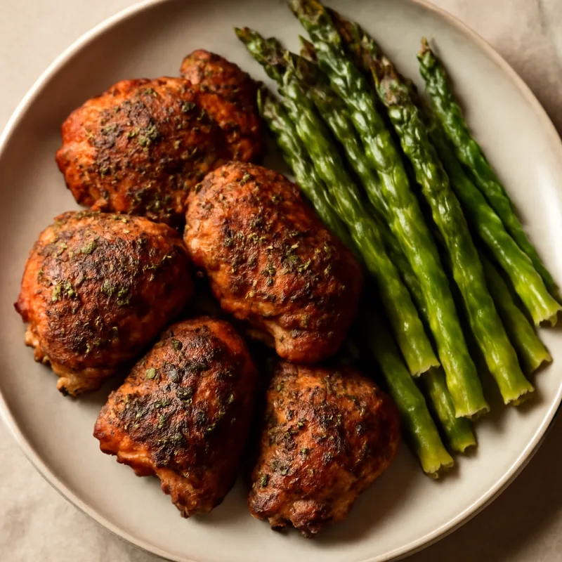 Smoked Herb Chicken Thighs with Roasted Asparagus