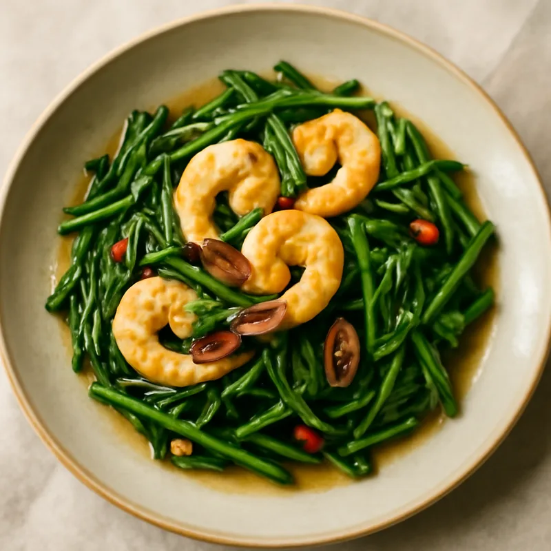 Stir-Fried Water Spinach with Shrimp