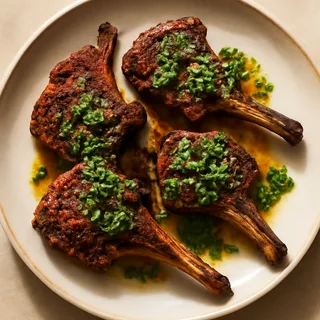 Cajun-Grilled Lamb Chops with Mint Chimichurri