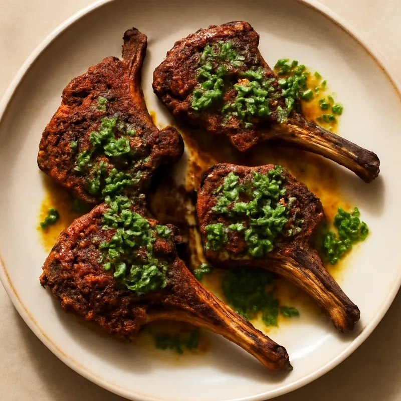 Cajun-Grilled Lamb Chops with Mint Chimichurri