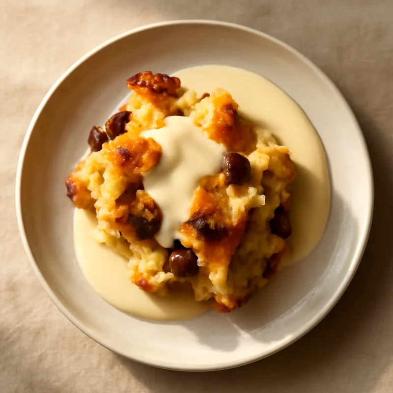 Panettone Bread Pudding with Amaretto Cream