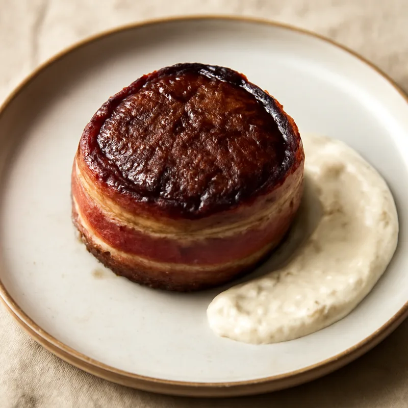 Bacon-Wrapped Filet Mignon with Horseradish Cream