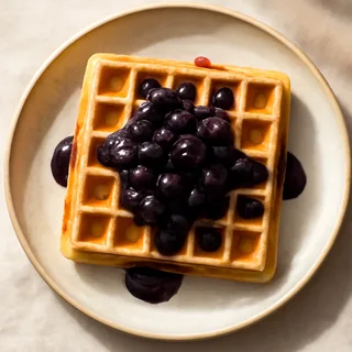 Buttermilk Waffles with Blueberry Compote