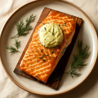 Cedar-Planked Salmon with Dill Butter