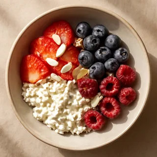 Cottage Cheese Breakfast Bowl with Berries and Almonds