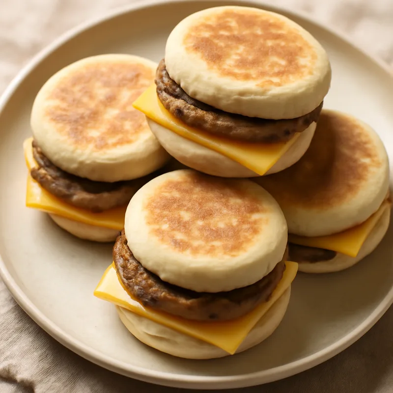 Freezer Sausage and Cheddar Breakfast Sandwiches