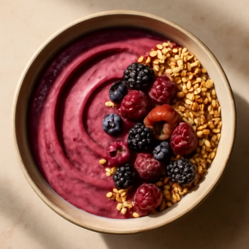 Frozen Berry Smoothie Bowl with Toasted Oats