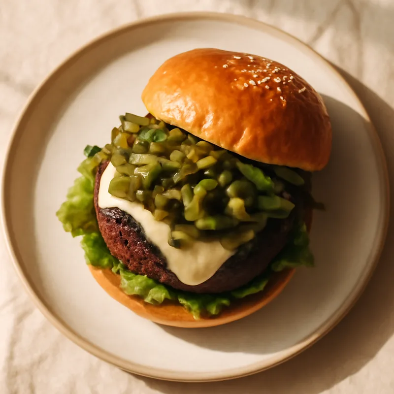 Green Chile Cheeseburger with Hatch Peppers