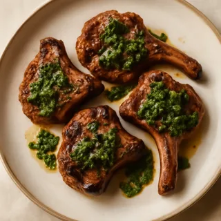 Grilled Lamb Loin Chops with Mint Chimichurri