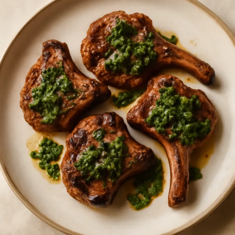 Grilled Lamb Loin Chops with Mint Chimichurri