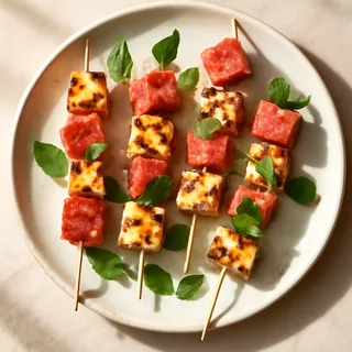 Halloumi Skewers with Watermelon and Mint