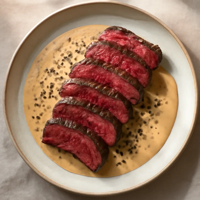 Hanger Steak au Poivre with Cognac Cream