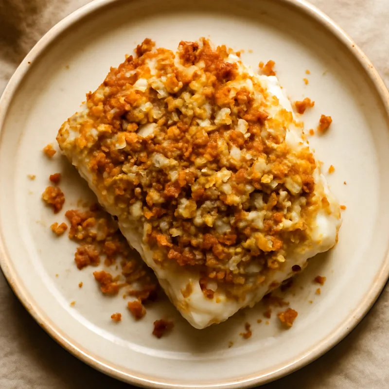 New England Baked Cod with Cracker Crumb Topping