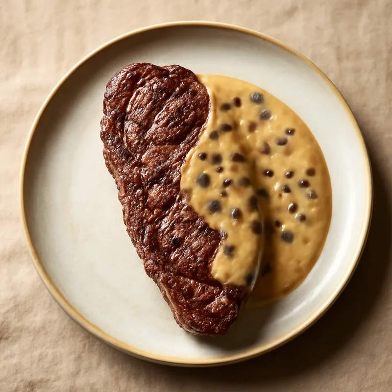 New York Strip with Peppercorn Sauce