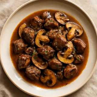 Sirloin Steak Tips with Mushroom Gravy