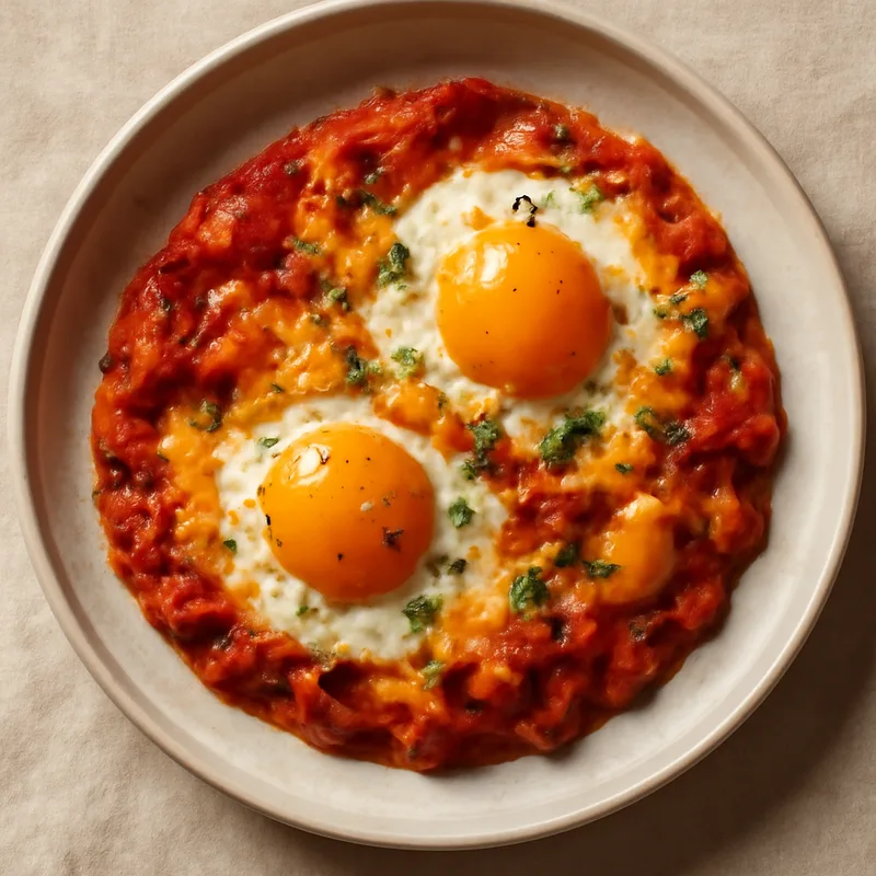 Smoky Red Pepper Skillet Eggs with Cheddar