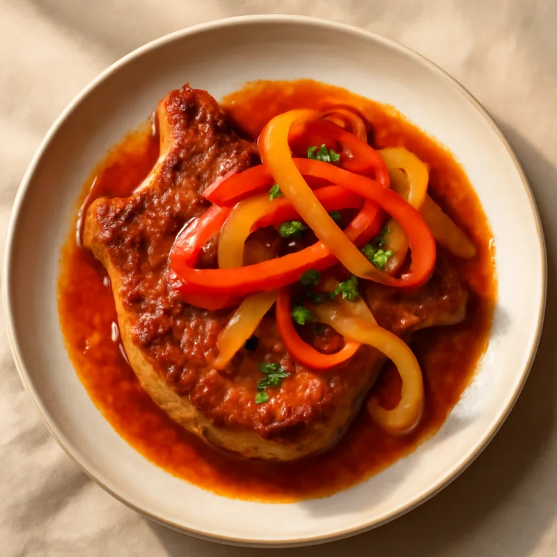 Pork Chops Pizzaiola with Peppers